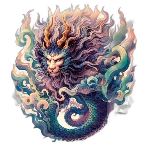 dragon, creature, staff, fantasy art transparent PNG cut-out