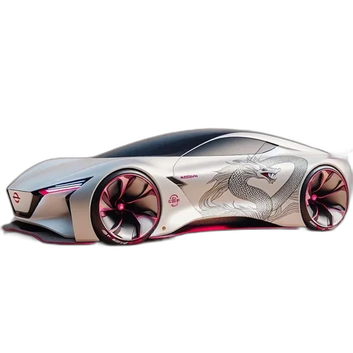 car, 3d render, concept art, photorealistic transparent PNG cut-out