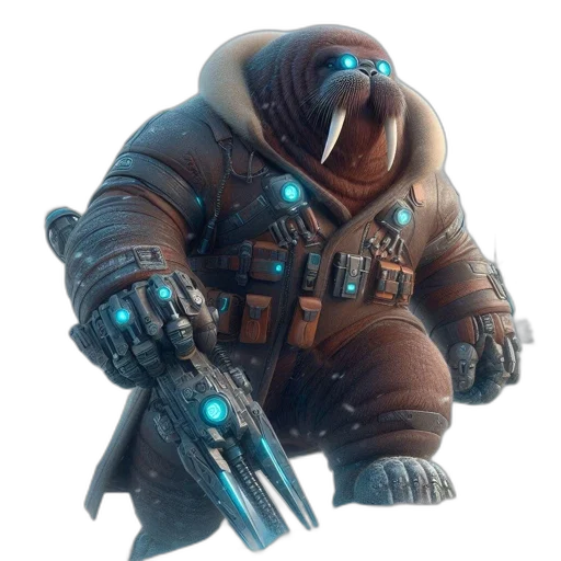 robot, staff, jacket, creature transparent PNG cut-out
