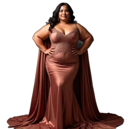 dress, earth tones, plus, size transparent PNG cut-out