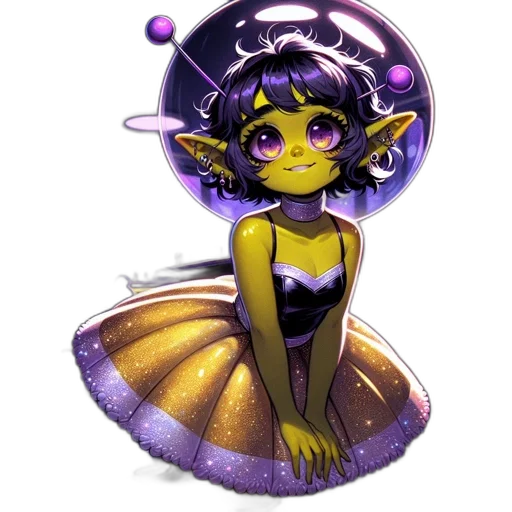 creature, dress, staff, crown transparent PNG cut-out