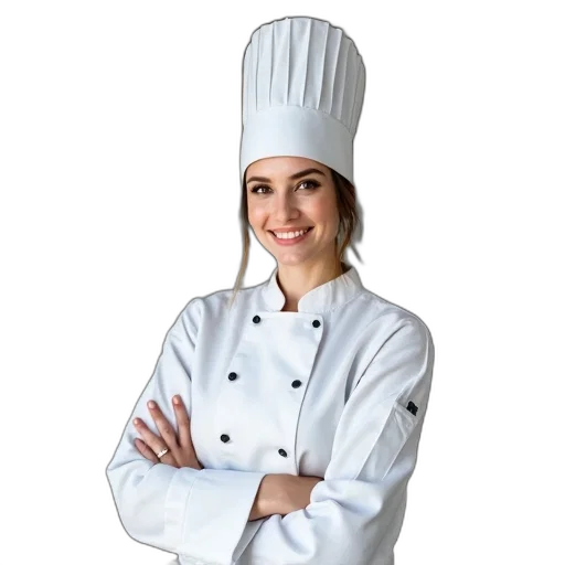 staff, food, hat, jacket transparent PNG cut-out