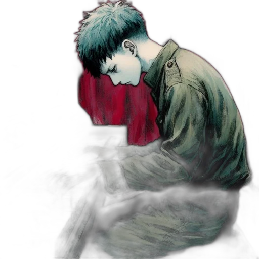 creature, jacket, mask, watercolor transparent PNG cut-out