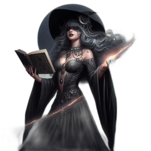 dress, staff, hat, fantasy art transparent PNG cut-out