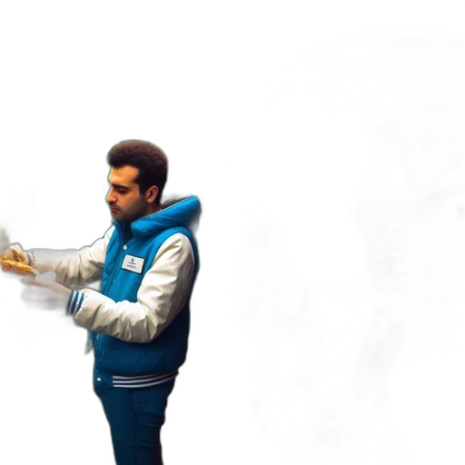 jacket, weapon, staff, robot transparent PNG cut-out