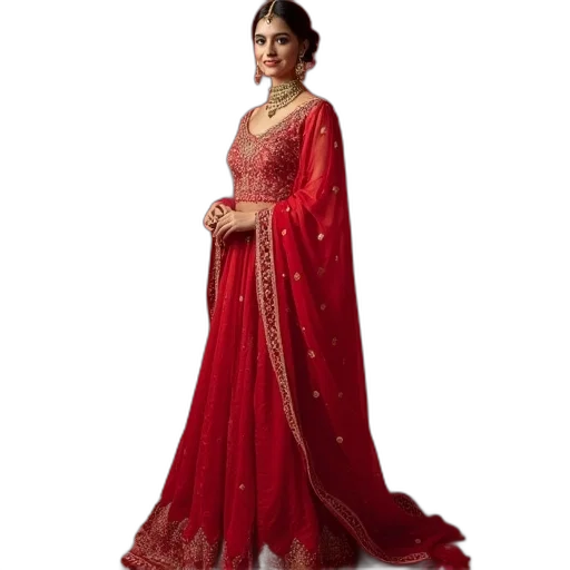 dress, red, anusha, pandit transparent PNG cut-out