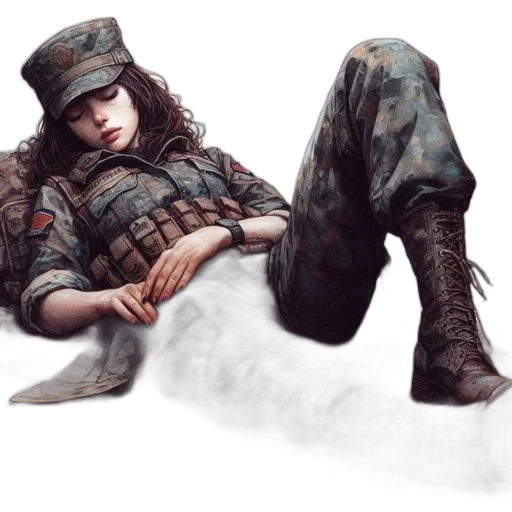 weapon, jacket, hat, concept art transparent PNG cut-out