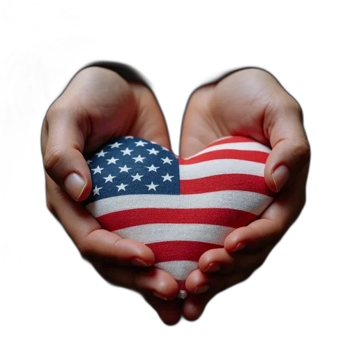 hands, holding, american, flag transparent PNG cut-out