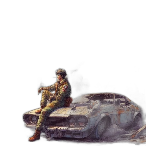 car, weapon, jacket, concept art transparent PNG cut-out