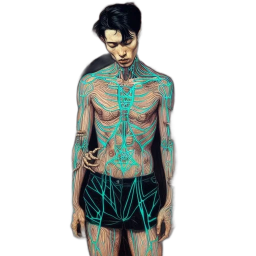 creature, dress, cyberpunk, concept art transparent PNG cut-out