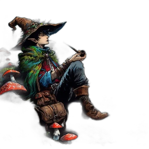 dragon, hat, staff, fantasy art transparent PNG cut-out