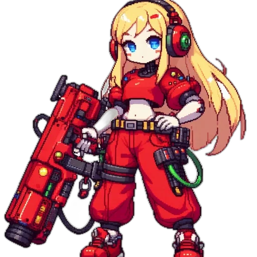 weapon, robot, staff, pixel art transparent PNG cut-out