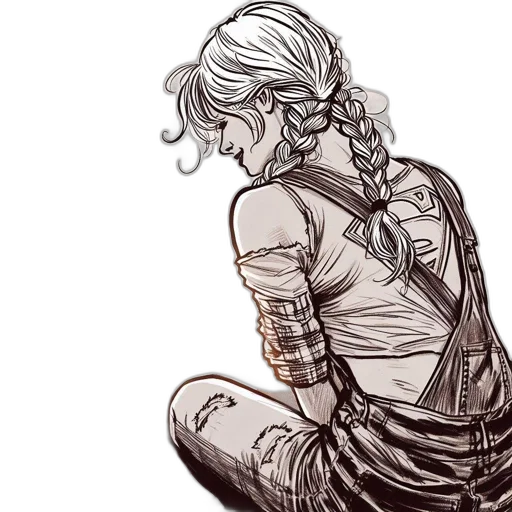 dress, concept art, comic book art, pencil sketch transparent PNG cut-out
