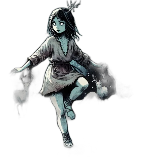 dress, staff, creature, mask transparent PNG cut-out
