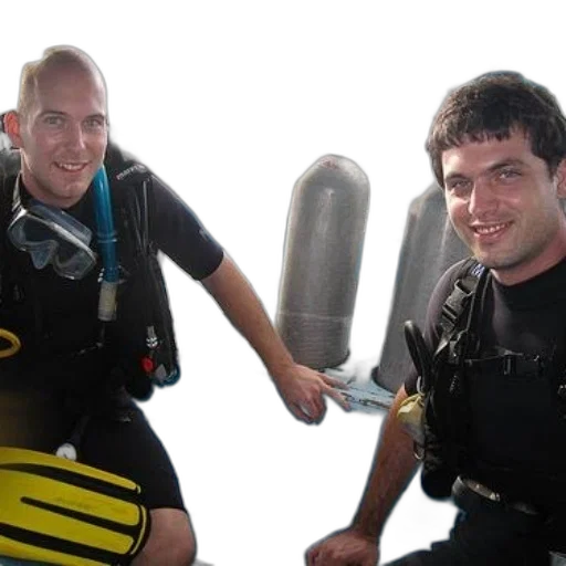 staff, underwater, two, men transparent PNG cut-out