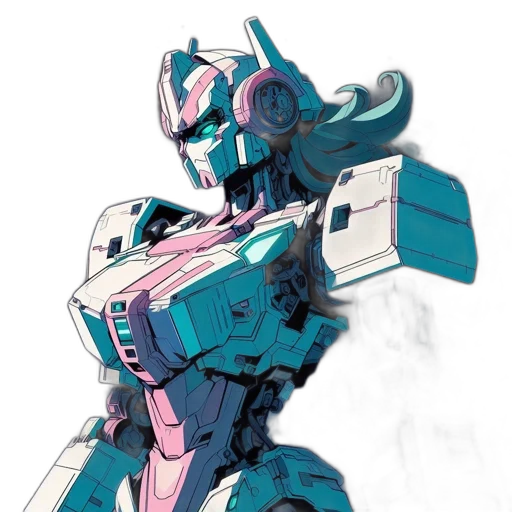 robot, weapon, concept art, vaporwave transparent PNG cut-out