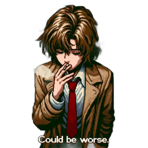 jacket, pixel art, anime, vaporwave transparent PNG cut-out