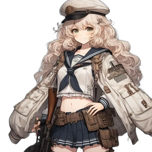 jacket, weapon, staff, hat transparent PNG cut-out