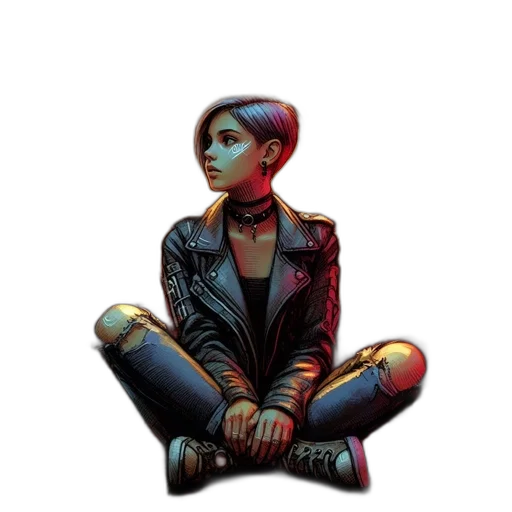 jacket, comic book art, concept art, cyberpunk transparent PNG cut-out