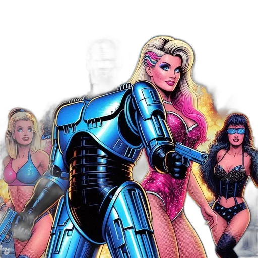 robot, comic book art, concept art, cartoon transparent PNG cut-out