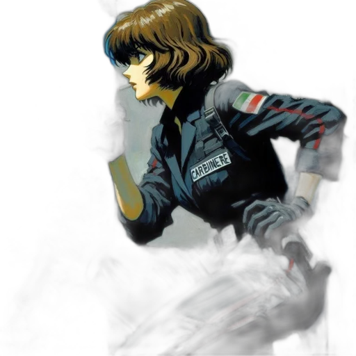jacket, robot, weapon, face transparent PNG cut-out