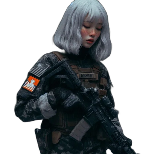 weapon, robot, jacket, face transparent PNG cut-out