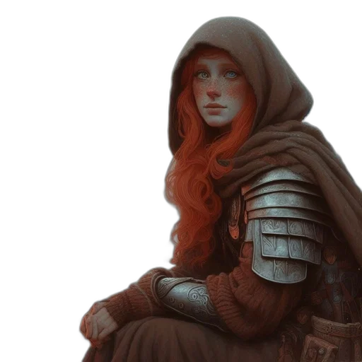 face, sword, jacket, fantasy art transparent PNG cut-out