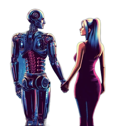 robot, cyberpunk, concept art, pixel art transparent PNG cut-out