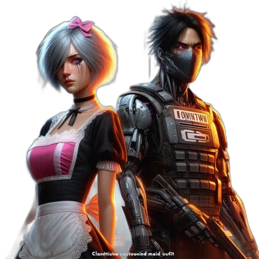 concept art, cyberpunk, 3d render, comic book art transparent PNG cut-out