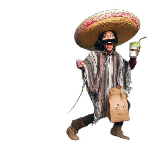 jacket, hat, umbrella, staff transparent PNG cut-out