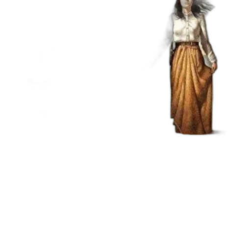 dress, staff, sword, hair transparent PNG cut-out