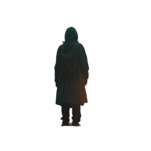 jacket, staff, creature, sword transparent PNG cut-out