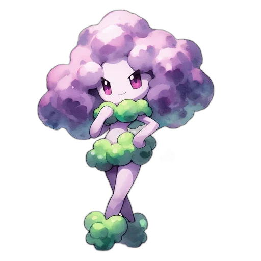 hair, flower, creature, staff transparent PNG cut-out
