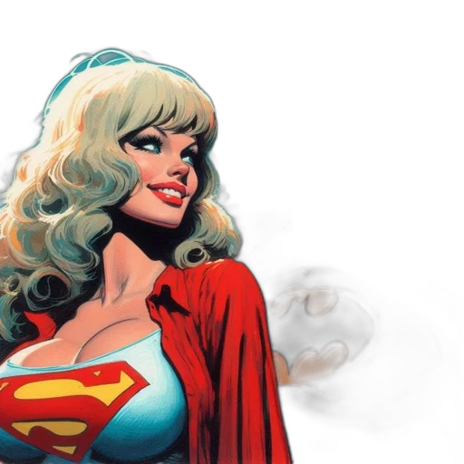 comic book art, concept art, photorealistic, supergirl transparent PNG cut-out