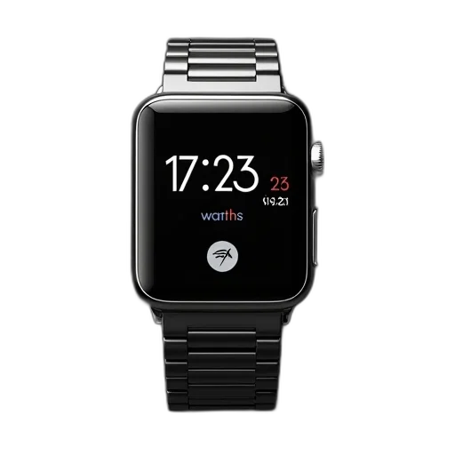sleek, modern, smartwatch, black transparent PNG cut-out