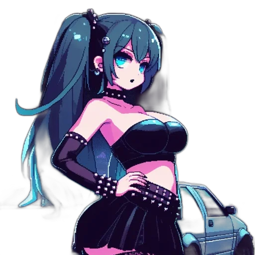 dress, staff, robot, pixel art transparent PNG cut-out