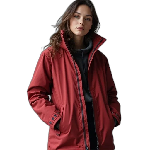jacket, red, women, waterproof transparent PNG cut-out