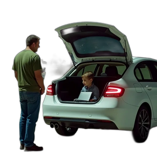 car, man, green, shirt transparent PNG cut-out