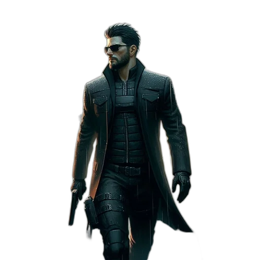 jacket, concept art, cyberpunk, comic book art transparent PNG cut-out