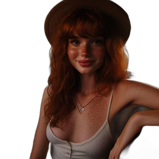 hat, jewelry, face, dress transparent PNG cut-out