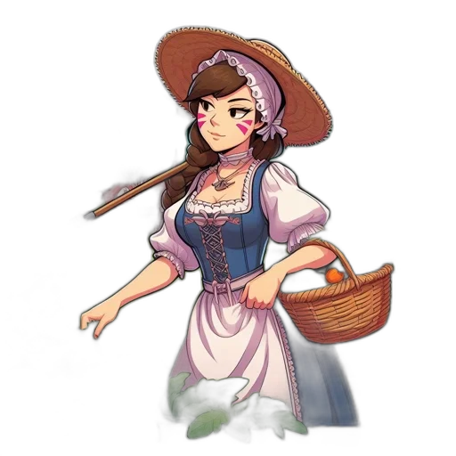 staff, hat, dress, weapon transparent PNG cut-out