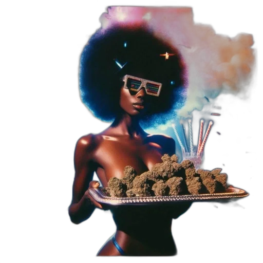 food, concept art, afro-haired, woman transparent PNG cut-out