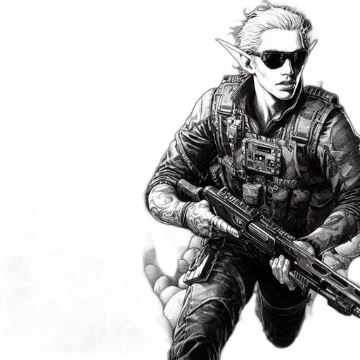 weapon, jacket, concept art, comic book art transparent PNG cut-out