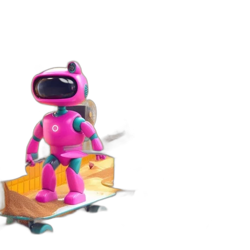 robot, 3d render, concept art, vaporwave transparent PNG cut-out
