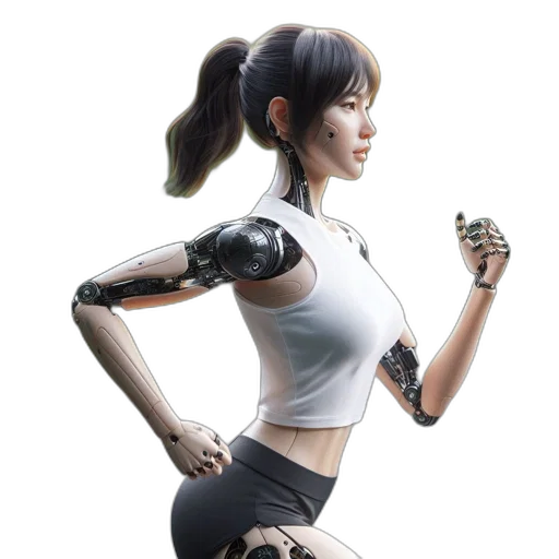 robot, concept art, cyberpunk, 3d render transparent PNG cut-out