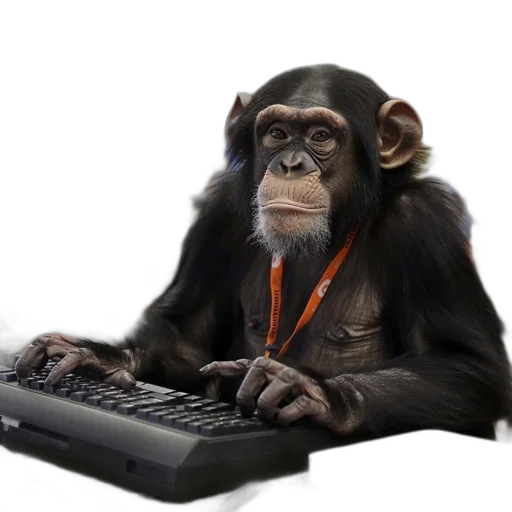 staff, animal, 3d render, chimpanzee transparent PNG cut-out