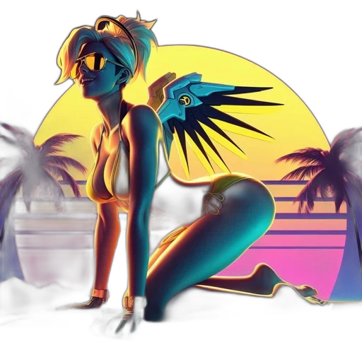 concept art, cyberpunk, vaporwave, pixel art transparent PNG cut-out