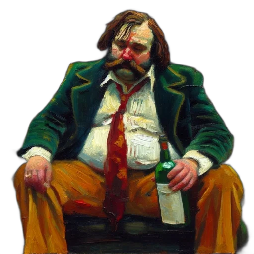 jacket, face, staff, oil painting transparent PNG cut-out