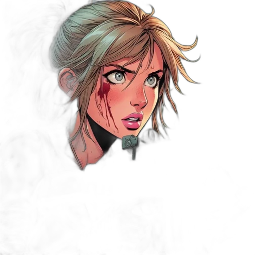 face, comic book art, concept art, watercolor transparent PNG cut-out