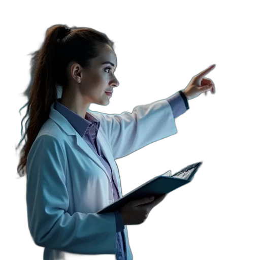 staff, jacket, woman, lab transparent PNG cut-out